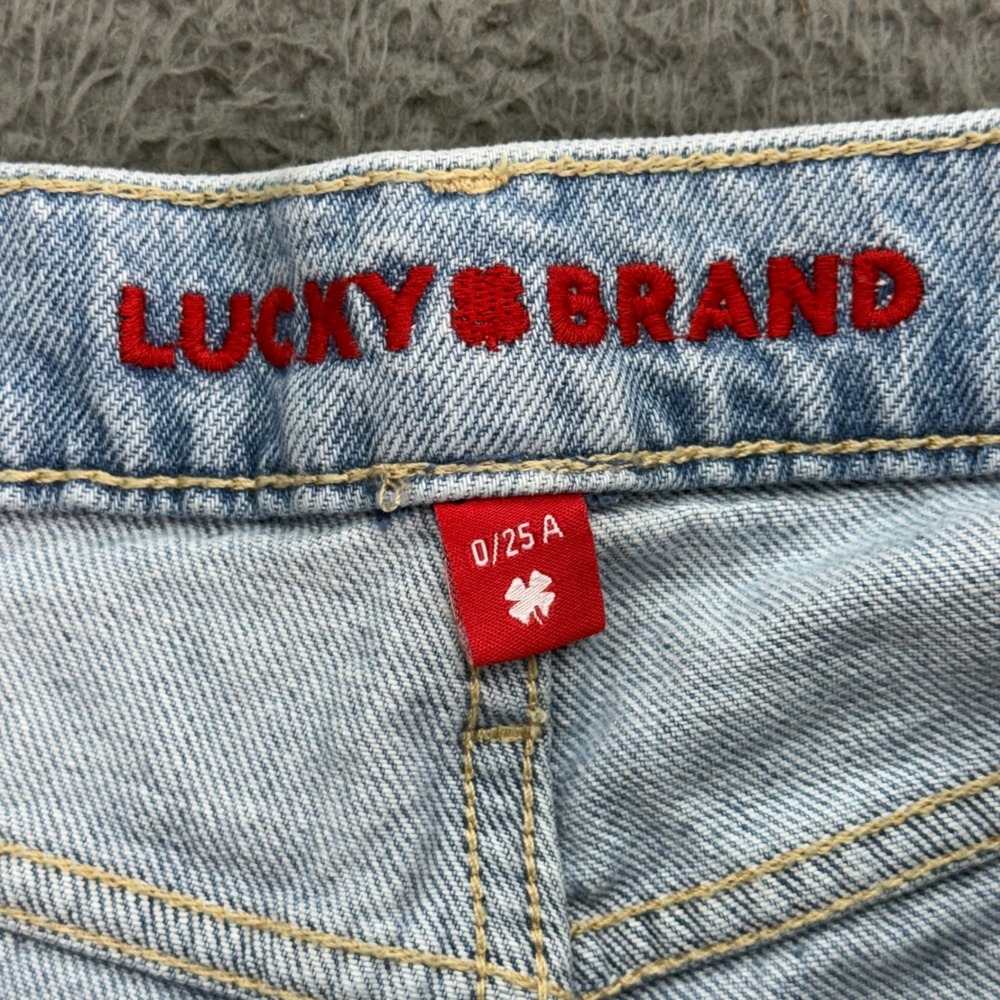 Lucky Brand Barrel Leg Jeans Women 0/25 Light Wash Embroidered Hearts High Rise - Picture 2 of 11